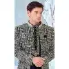 Women Art Embroidered Silk Mens Wear Indo Western Black & Cream Plus Size