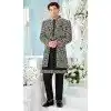 Women Art Embroidered Silk Mens Wear Indo Western Black & Cream Plus Size
