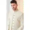 Women Mens Wear Indo Western Art Embroidered Silk Cream Plus Size