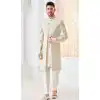 Women Mens Wear Indo Western Art Embroidered Silk Cream Plus Size