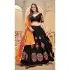 Women Cotton Silk Black Traditional Wear Lehenga Choli Embroidery Work Plus Size