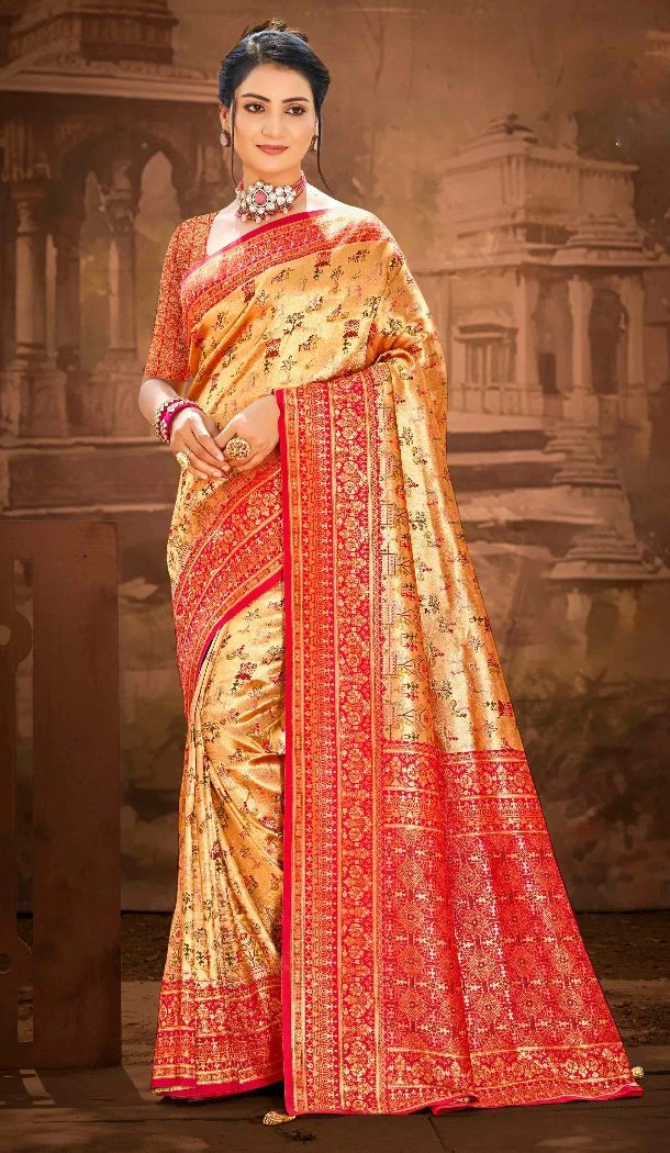 Women Traditional Wear Saree Multi Jacquard Kanjipuram Banarasi Silk - 13179211371