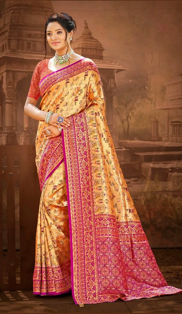 Women Traditional Wear Saree Jacquard Kanjipuram Banarasi Silk Multi - 13179211372
