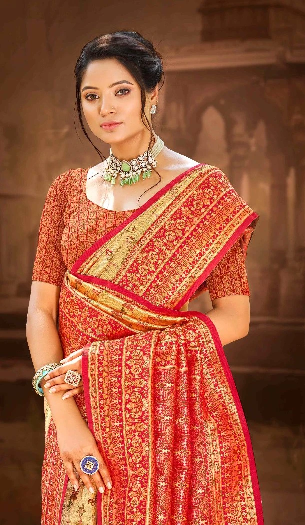 Women Multi Kanjipuram Banarasi Silk Jacquard Traditional Wear Saree - 13179211373