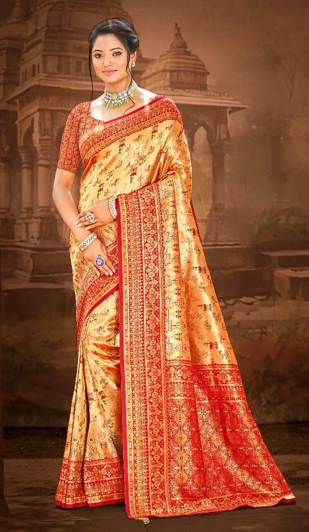 Women Multi Kanjipuram Banarasi Silk Jacquard Traditional Wear Saree - 13179211373