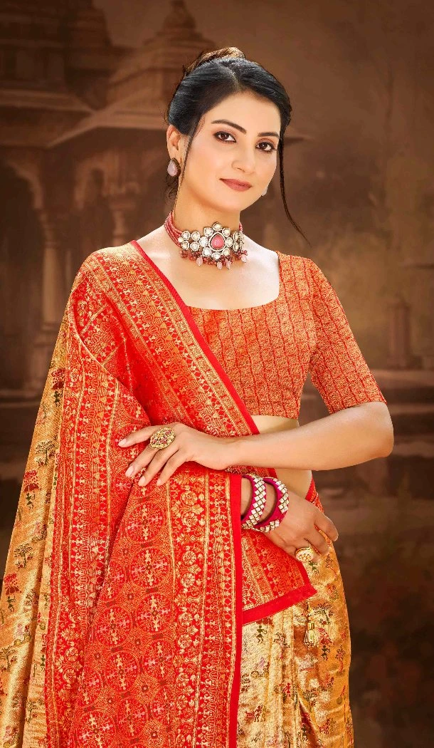 Women Traditional Wear Saree Multi Jacquard Kanjipuram Banarasi Silk - 13179211374