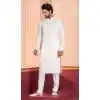 Men White Sequence Work Glame Cotton Kurta Pajama Plus Size