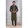 Men Glame Cotton Sequence Work Mahendi Kurta Pajama Plus Size