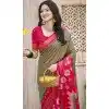 Women Patola print Pochampalli Silk Mhendi Green Party Wear Saree Plus Size