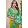 Women Patola print Party Wear Saree Pochampalli Silk Mustard Yellow Plus Size