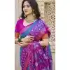 Women Blue Pochampalli Silk Patola print Party Wear Saree Plus Size