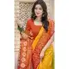 Women Patola print Yellow Pochampalli Silk Party Wear Saree Plus Size