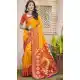 Women Patola print Yellow Pochampalli Silk Party Wear Saree - 13245211761