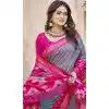 Women Party Wear Saree Pochampalli Silk Patola print Grey Plus Size