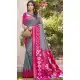Women Party Wear Saree Pochampalli Silk Patola print Grey - 13245211762