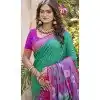 Women Pochampalli Silk Green Party Wear Saree Patola print Plus Size