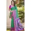 Women Pochampalli Silk Green Party Wear Saree Patola print Plus Size