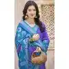 Women Party Wear Saree Violet Patola print Pochampalli Silk Plus Size