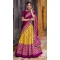 Women Patola print Party Lehenga Choli Tussar Silk Mustard - 13249211775