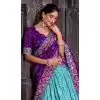 Women Patola print Tussar Silk Blue Party Lehenga Choli Plus Size