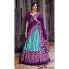 Women Patola print Tussar Silk Blue Party Lehenga Choli Plus Size