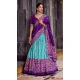 Women Patola print Tussar Silk Blue Party Lehenga Choli - 13249211776