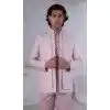 Men Wear Indo Western Jacquard Light Pink Plus Size