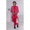 Men Embroidery on Silk Mens Wear Indo Western Hot Pink(Rani) Plus Size