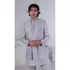 Men Wear Indo Western Foil Thread Work on Silk New Gray Plus Size