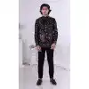 Men Jade Black Thread Sequence Work on Velvet Mens Wear Indo Western Plus Size