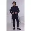 Men Embroidery Thread Work on Silk Blue Mens Wear Indo Western Plus Size