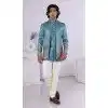 Men Wear Indo Western Sky Daman Sequence Embroidery On Silk Plus Size
