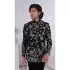 Men Velvet Embroidery Black Mens Wear Indo Western Plus Size