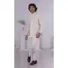 Men Wear Indo Western Cream Foil Thread Work on Silk Plus Size