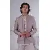 Men Pastel Light Brown Mens Wear Indo Western Jacquard Plus Size