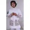 Men Daman Sequence Embroidery On Silk Mens Wear Indo Western White Plus Size