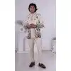 Men Daman Sequence Embroidery On Silk Cream Mens Wear Indo Western Plus Size