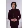 Men Wear Indo Western Maroon Embroidery on Imported Plus Size