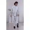Men Wear Indo Western Daman Sequence Embroidery On Silk Light Sky Plus Size
