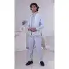 Men Wear Indo Western Daman Sequence Embroidery On Silk Sky Plus Size
