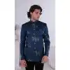 Men Peacock blue Embroidery Silk Mens Wear Indo Western Plus Size