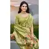 Women Party Wear Saree Assam Silk Jacquard Green Plus Size
