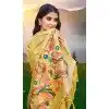 Women Jacquard Assam Silk Party Wear Saree Yellow Plus Size