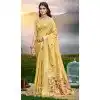 Women Jacquard Assam Silk Party Wear Saree Yellow Plus Size