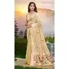 Women Cream Party Wear Saree Assam Silk Jacquard Plus Size