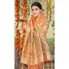 Women Jacquard Orange Party Wear Saree Assam Silk Plus Size