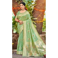 Women Jacquard Sea Green Party Wear Saree Assam Silk - 13268211888