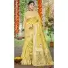 Women Jacquard Yellow Party Wear Saree Assam Silk Plus Size