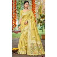 Women Jacquard Yellow Party Wear Saree Assam Silk - 13268211890