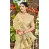 Women Assam Silk Jacquard Cream Party Wear Saree Plus Size